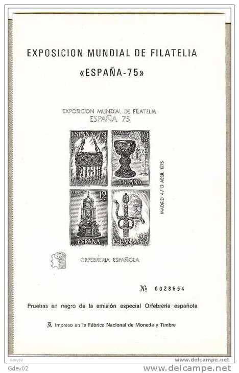 ESPO01-1684TO.España Spain Espagne.Orfebreria .EXPOSICION FILATELICA ESPAÑA 75 (Ed PO 1/2) LUJO MISMA NUMERACION - Sin Clasificación