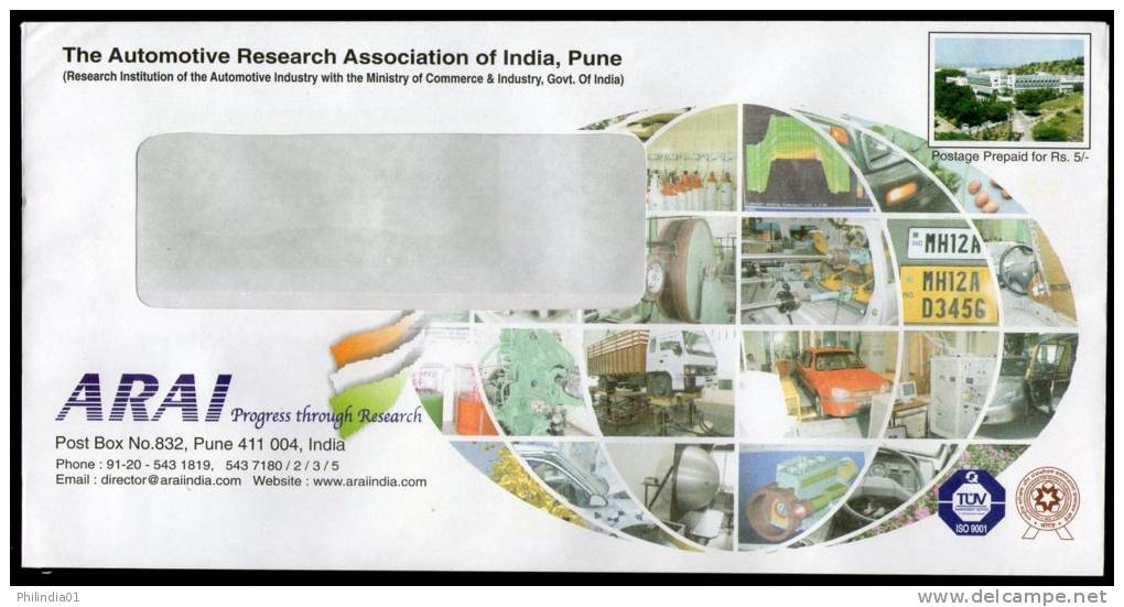 India 2003 ARAI Automobile Research Customized Envelope Car Postal Stationary RARE Inde Indien # 18194 - Briefe