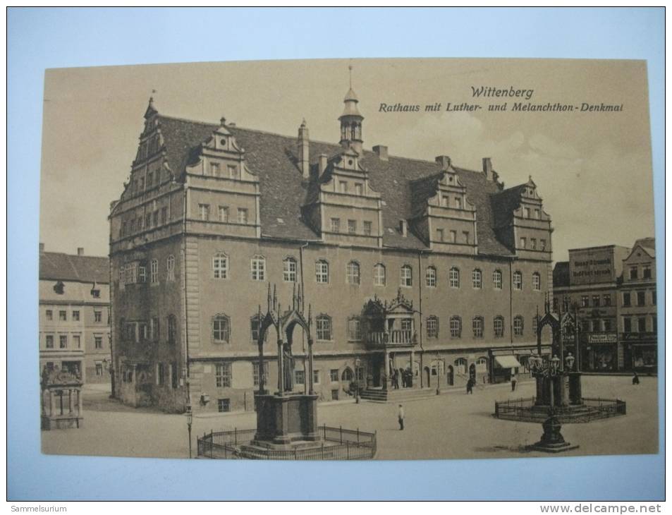 (1/1/26) AK Wittenberg "Rathaus Mit Luther- Und Melanchthon-Denkmal" Von 1908 - Wittenberg