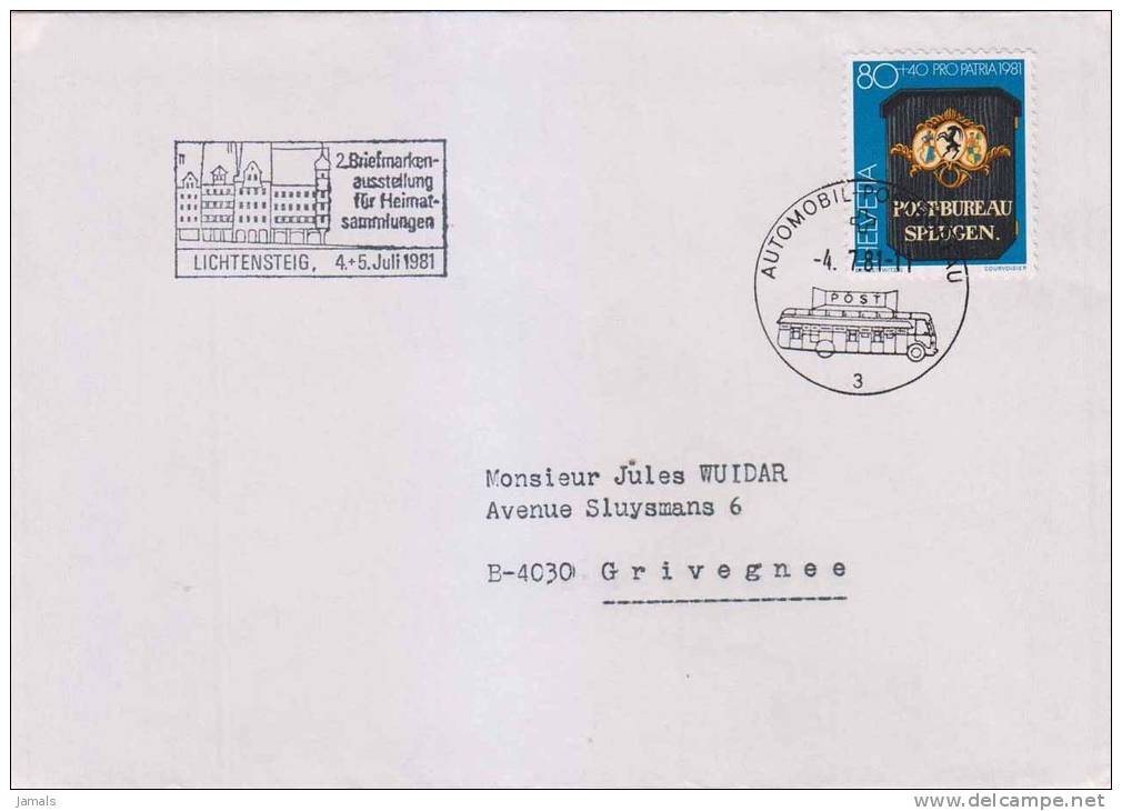 Bus, Automobile Post, Pictorial Postmark, Transport, Commercial Cover, Switzerland - Bus