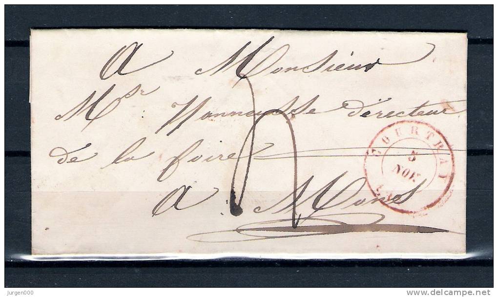 Voorloper/Précurseur 05/11/1841 Van/de COURTRAI Naar/vers MONS (GA958) - 1830-1849 (Belgique Indépendante)