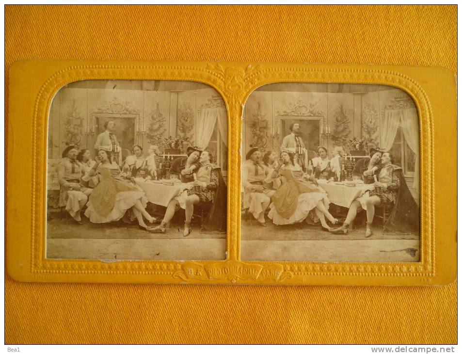 Photo Stereoscopique - Piece De Theatre En Couleur - Stereoscopic