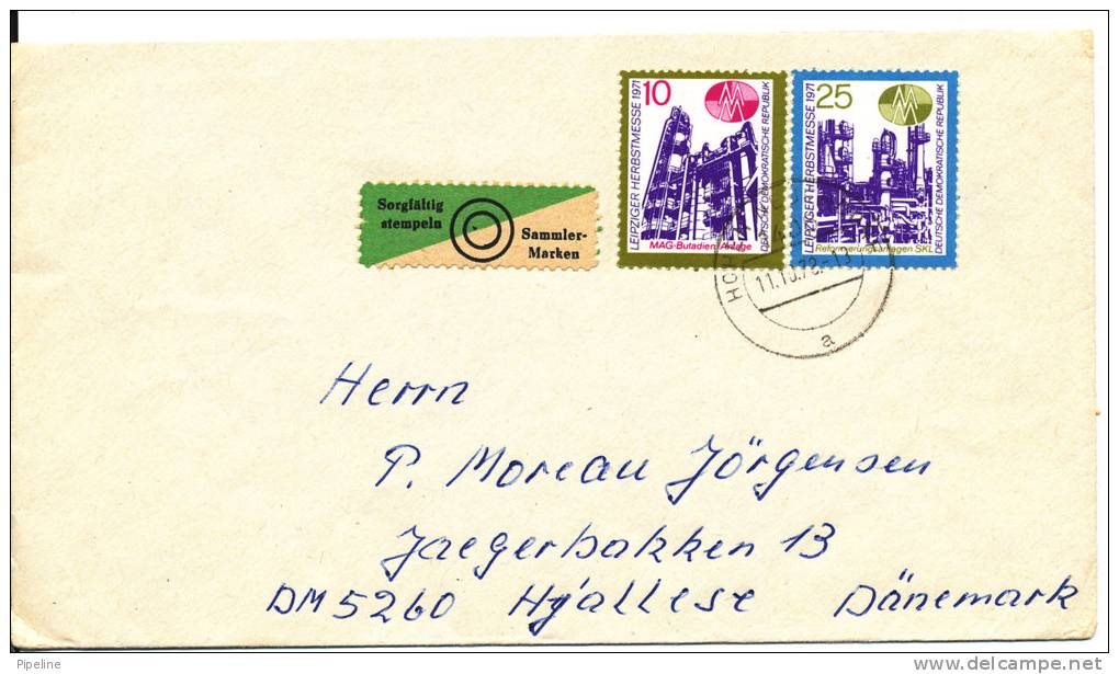 Germany DDR Cover Sent To Denmark 11-10-1972 With Complete Set Leipziger Herbstmesse Stamps - Brieven En Documenten