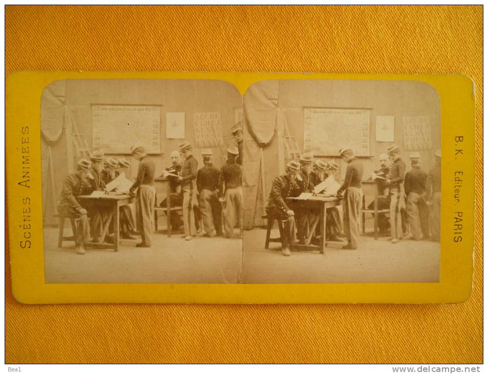 Photo Stereoscopique - Inscription Au Service Militaire - Stereoscopic