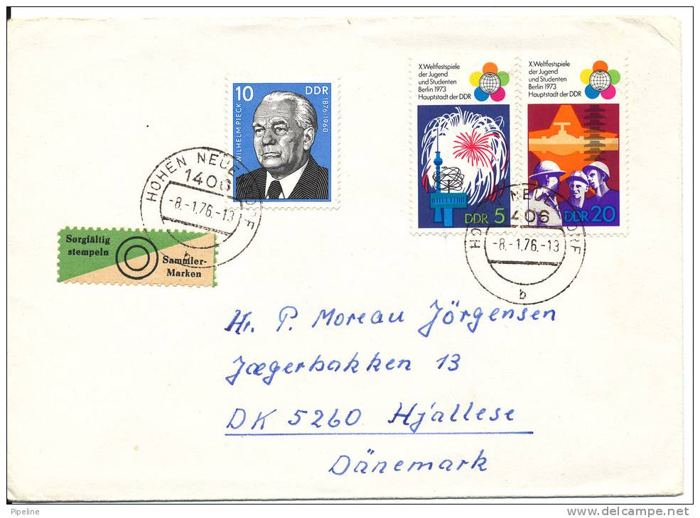 Germany DDR Cover Sent To Denmark 8-1-1976 - Lettres & Documents