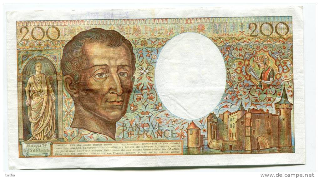 P France 200 Francs "" MONTESQUIEU "" 1985 # 2 - 200 F 1981-1994 ''Montesquieu''