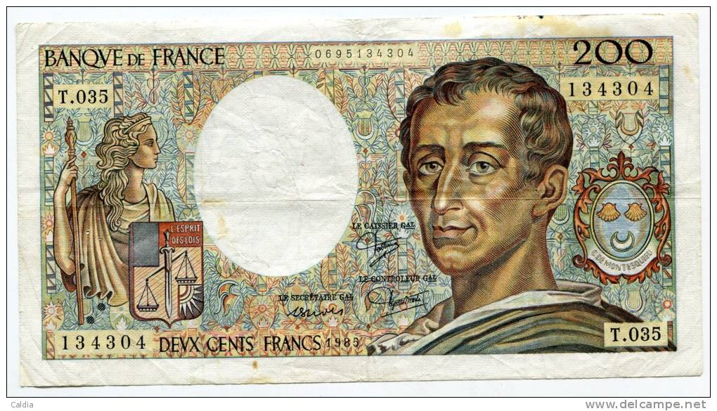 P France 200 Francs "" MONTESQUIEU "" 1985 # 3 - 200 F 1981-1994 ''Montesquieu''