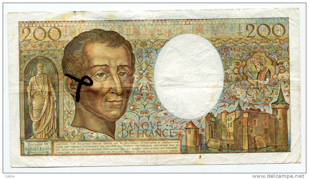 P France 200 Francs "" MONTESQUIEU "" 1985 # 3 - 200 F 1981-1994 ''Montesquieu''