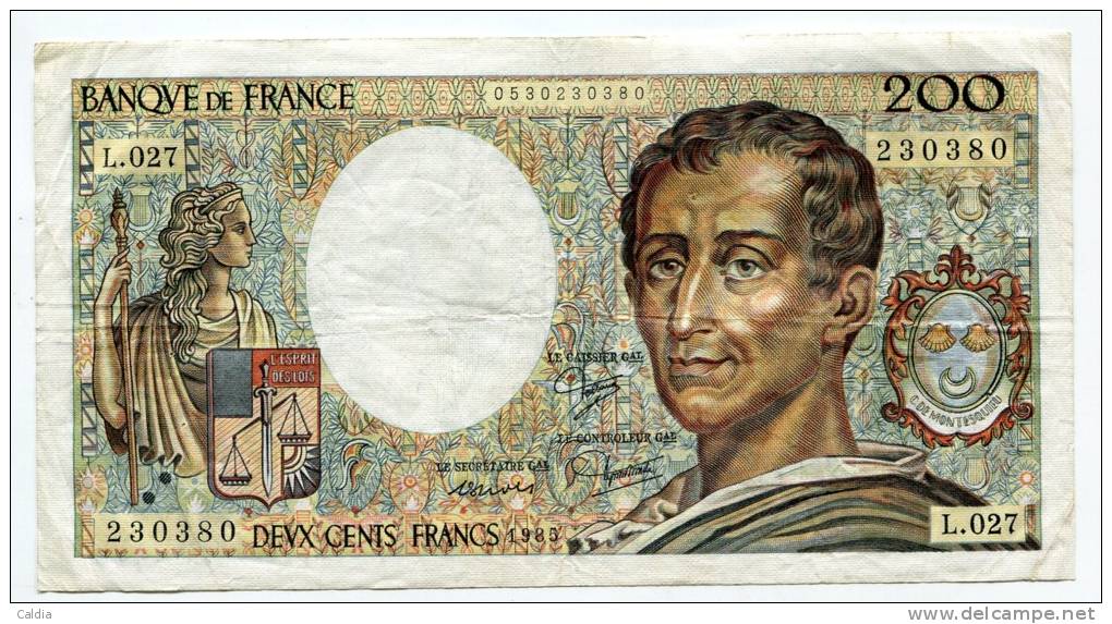P France 200 Francs "" MONTESQUIEU "" 1985 # 6 - 200 F 1981-1994 ''Montesquieu''