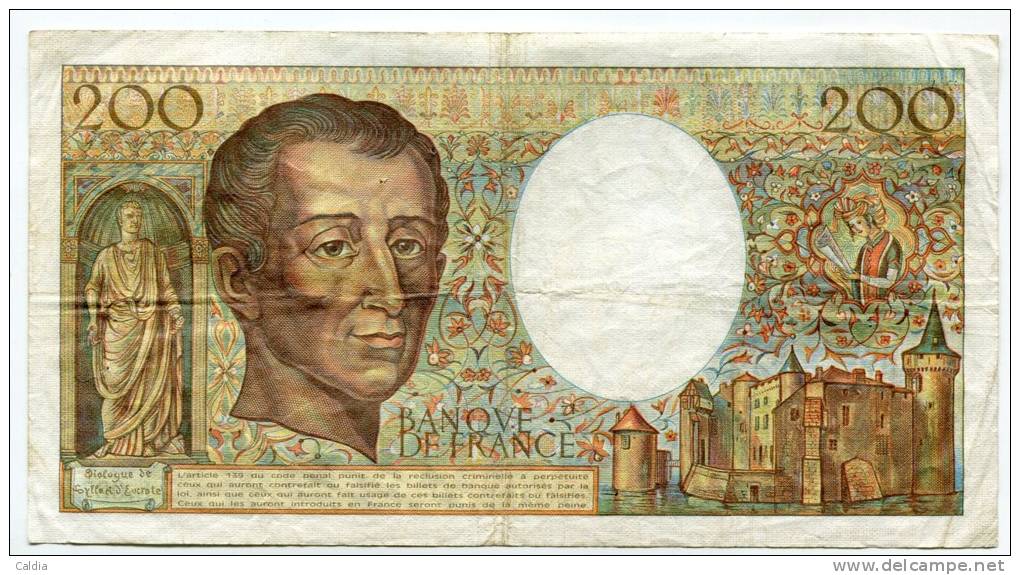 P France 200 Francs "" MONTESQUIEU "" 1985 # 9 - 200 F 1981-1994 ''Montesquieu''