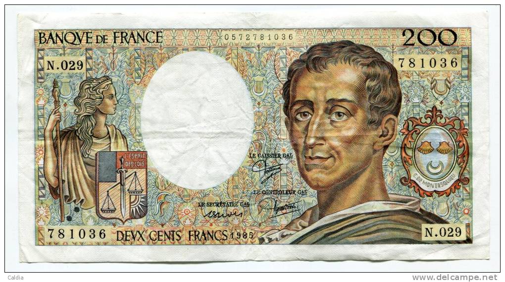 P France 200 Francs "" MONTESQUIEU "" 1985 # 10 - 200 F 1981-1994 ''Montesquieu''