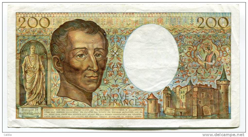 P France 200 Francs "" MONTESQUIEU "" 1985 # 10 - 200 F 1981-1994 ''Montesquieu''