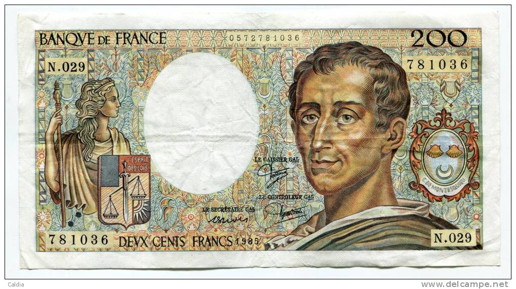 P France 200 Francs "" MONTESQUIEU "" 1985 # 11 - 200 F 1981-1994 ''Montesquieu''