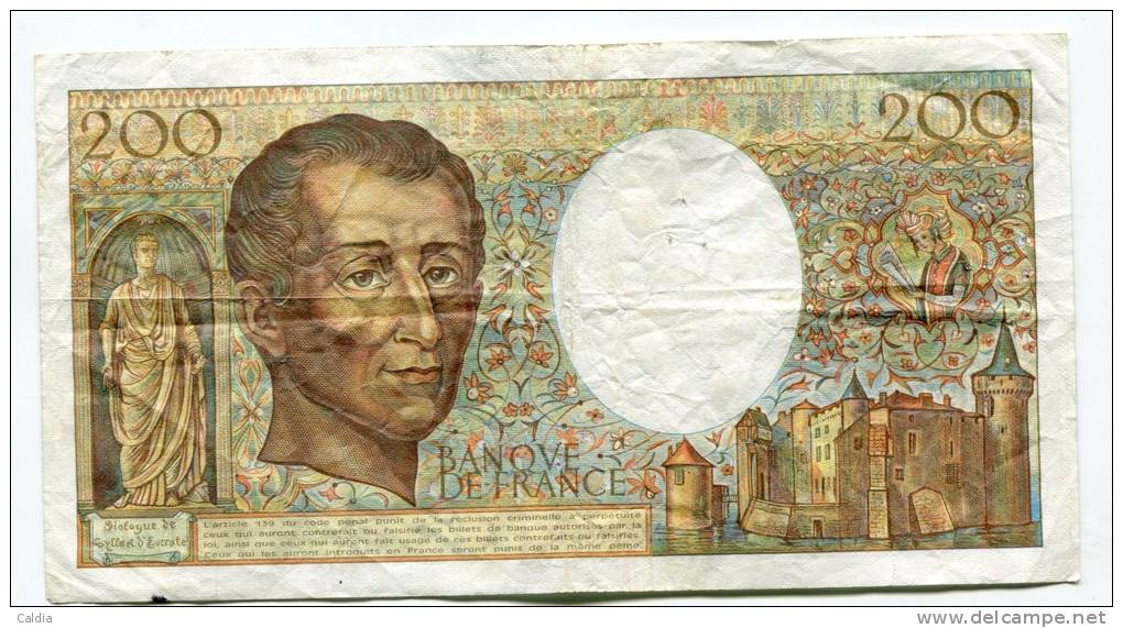 P France 200 Francs "" MONTESQUIEU "" 1987 # 3 - 200 F 1981-1994 ''Montesquieu''