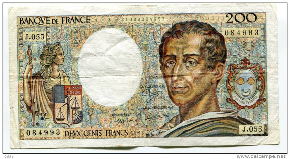 P France 200 Francs "" MONTESQUIEU "" 1987 # 5 - 200 F 1981-1994 ''Montesquieu''