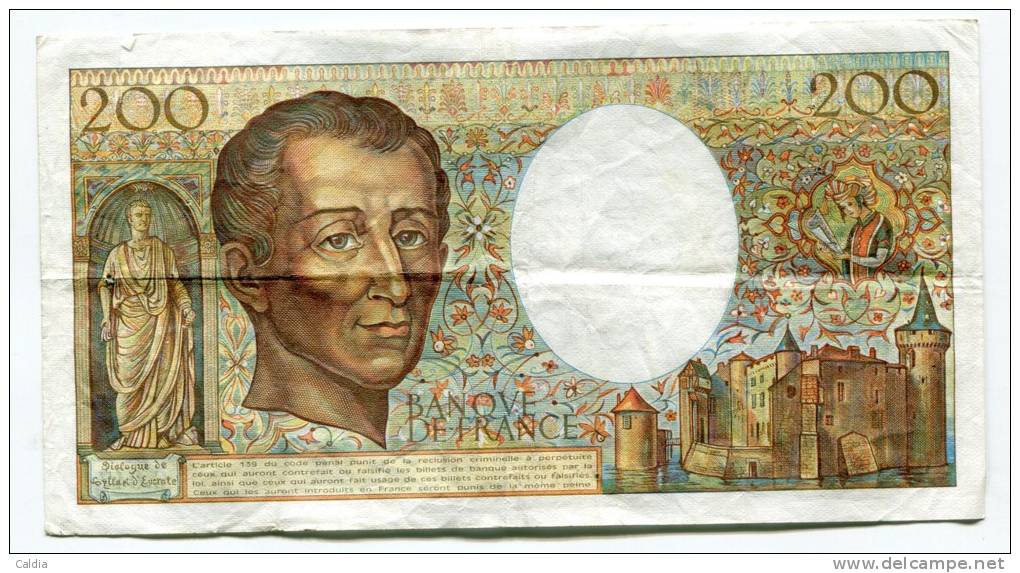 P France 200 Francs "" MONTESQUIEU "" 1987 # 6 - 200 F 1981-1994 ''Montesquieu''