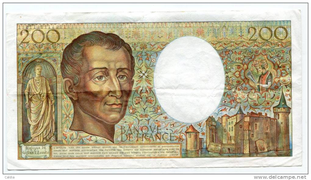 P France 200 Francs "" MONTESQUIEU "" 1987 # 7 - 200 F 1981-1994 ''Montesquieu''