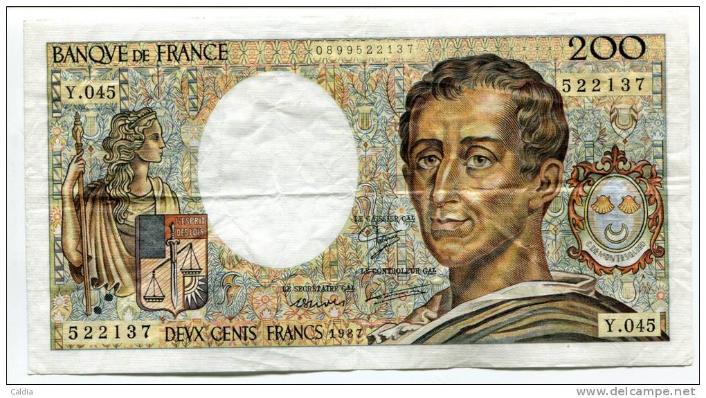 P France 200 Francs "" MONTESQUIEU "" 1987 # 8 - 200 F 1981-1994 ''Montesquieu''