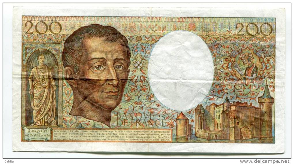 P France 200 Francs "" MONTESQUIEU "" 1987 # 8 - 200 F 1981-1994 ''Montesquieu''