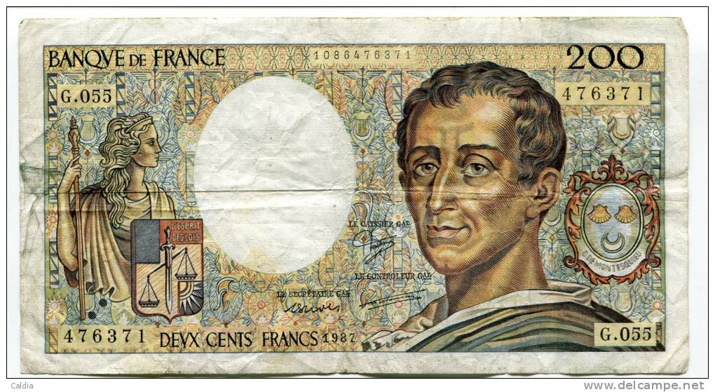 P France 200 Francs "" MONTESQUIEU "" 1987 # 10 - 200 F 1981-1994 ''Montesquieu''