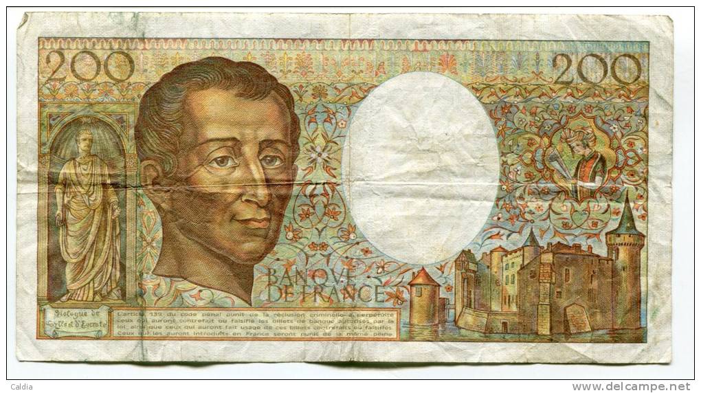 P France 200 Francs "" MONTESQUIEU "" 1987 # 10 - 200 F 1981-1994 ''Montesquieu''