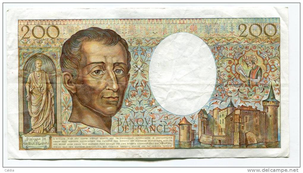 P France 200 Francs "" MONTESQUIEU "" 1988 # 2 - 200 F 1981-1994 ''Montesquieu''