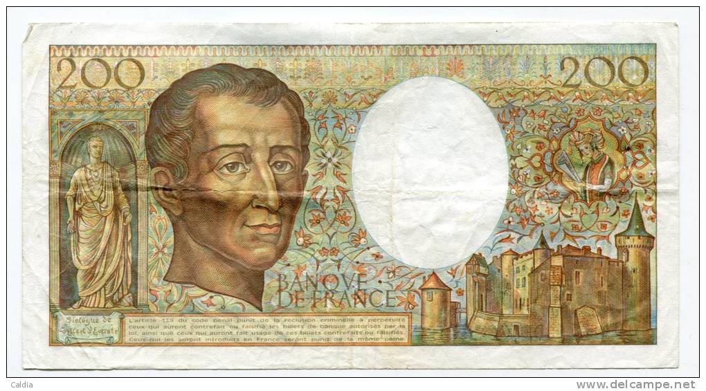 P France 200 Francs "" MONTESQUIEU "" 1989 # 2 - 200 F 1981-1994 ''Montesquieu''