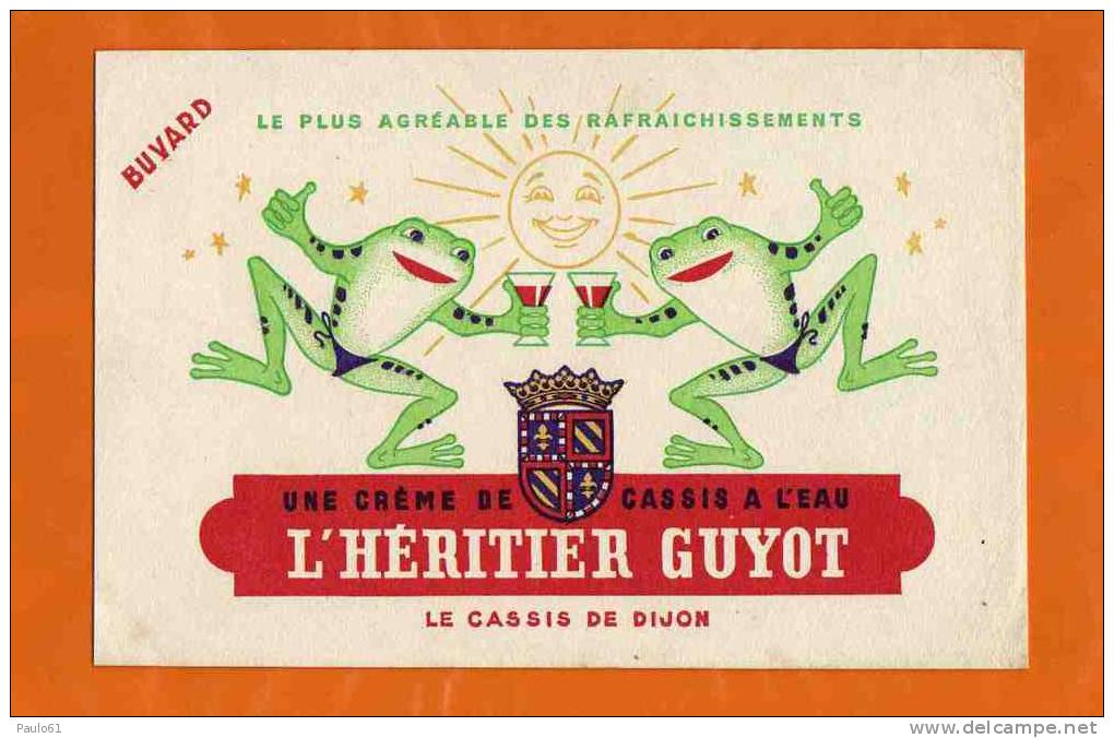 BUVARD : L'Heritier GUYOT Creme Cassis De Dijon  Grenouilles - Drank & Bier