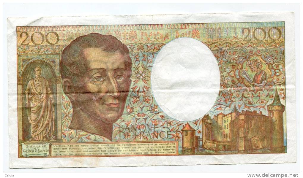 P France 200 Francs "" MONTESQUIEU "" 1990 # 5 - 200 F 1981-1994 ''Montesquieu''