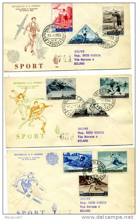 San Marino - Fdc Venetia 1953 - Sport I Serie - FDC