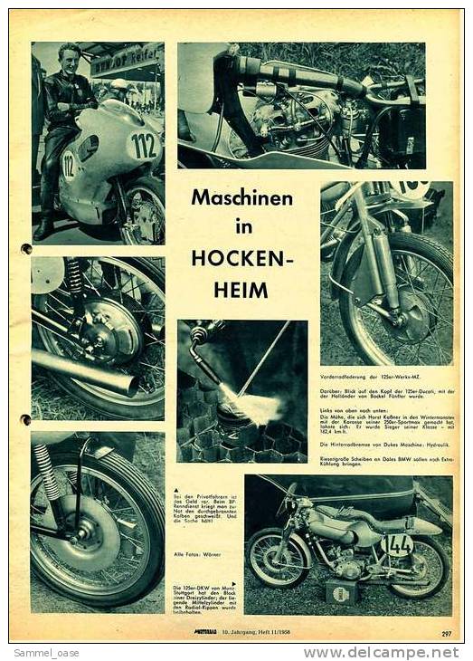 Zeitschrift  "Das Motorrad" 11 / 1958 Mit : NSU Supermax - Blick Auf Rennmaschinen - Automobile & Transport