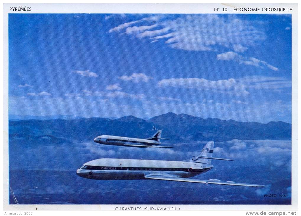 ANCIENNE IMAGE 20 X 14 CM CARAVELLES SUD AVIATION - Avions