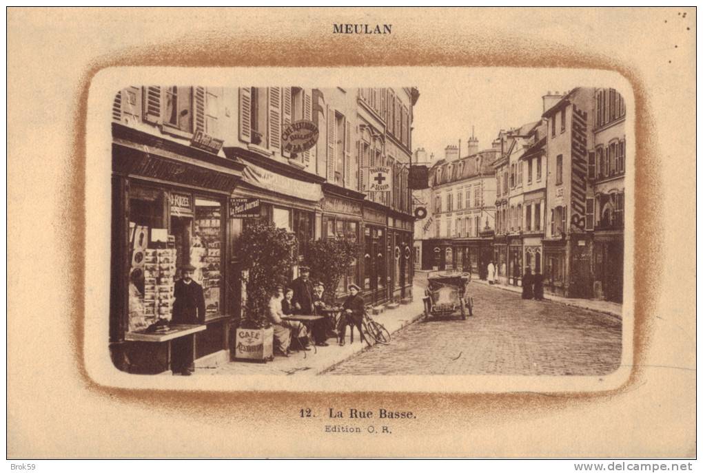 78 MEULAN - LA RUE BASSE ( AUTOMOBILE - CAFE ) - Meulan