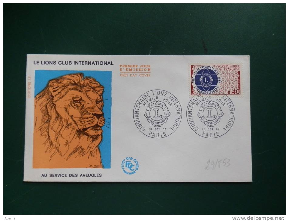 29/853   FDC    FRANCE  LIONS - Rotary, Lions Club