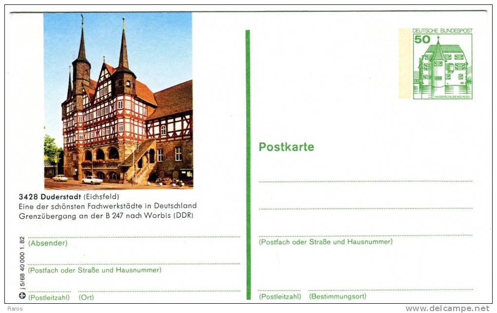 Germany(West)-Postal Stationery Illustrated- "Duderstadt (Eichsfeld)" (unused) - Cartes Postales Illustrées - Neuves