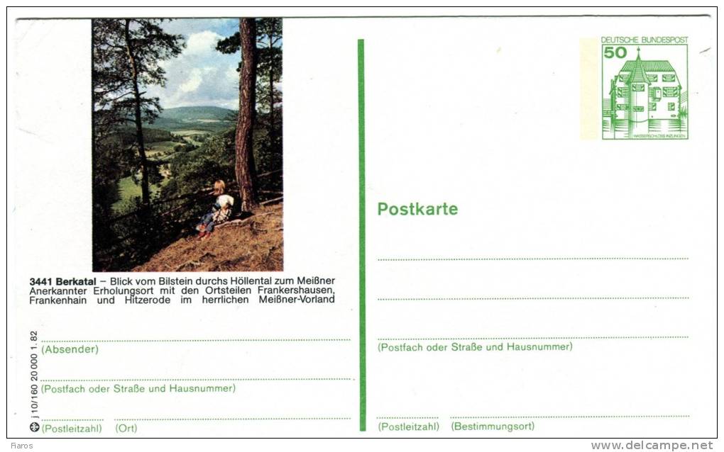 Germany(West)-Postal Stationery- "Berkatal- Blick Vom Bilstein Durchs Hollental Zum Meissner Anerkannter Erholungsort" - Geïllustreerde Postkaarten - Ongebruikt