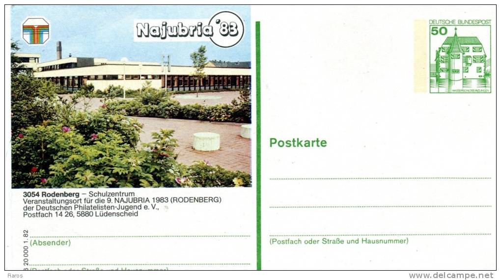 Germany(West)-Postal Stationery Illustrated- "Rodenberg-Schulzentrum: Najubria 1983" (unused) - Bildpostkarten - Ungebraucht