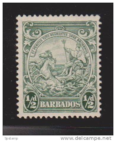 Barbados 1938 Badge Of Colony 1/2d Green MLH - Barbades (...-1966)