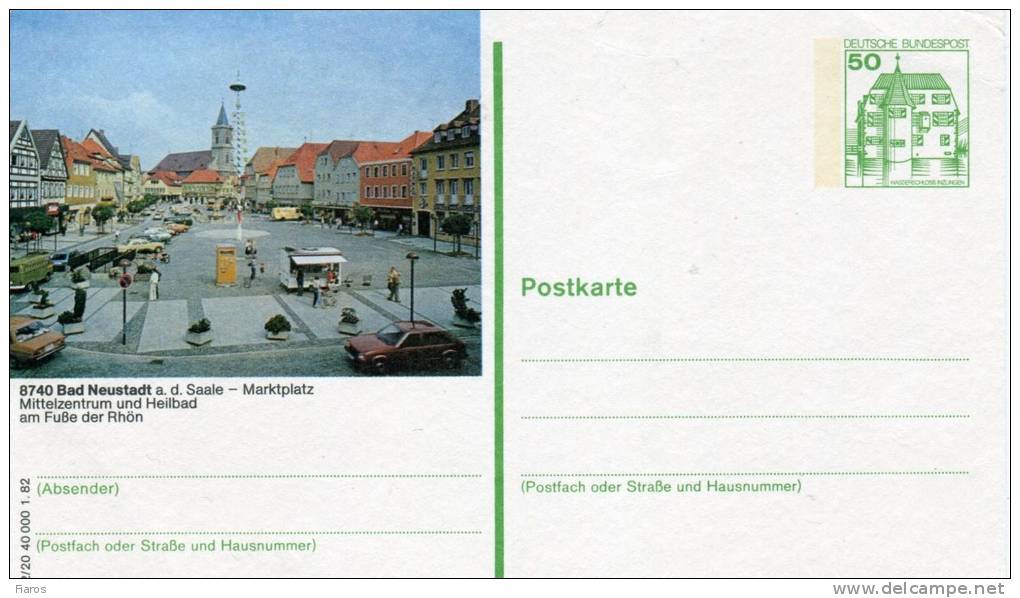 Germany(West)-Postal Stationery Illustrated- "Bad Neustadt A.d. Saale - Marktplatz" (unused) - Geïllustreerde Postkaarten - Ongebruikt