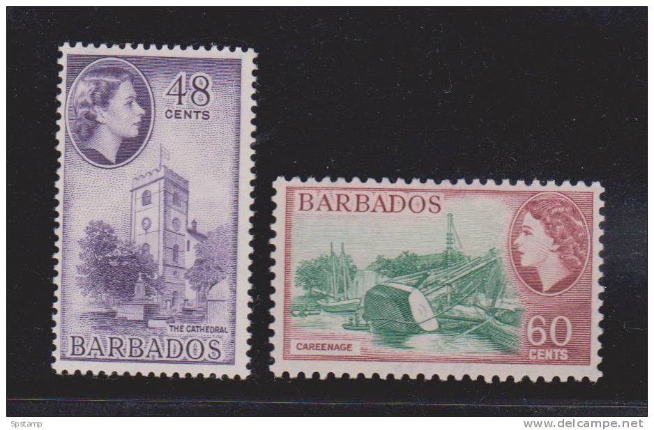 Barbados 1953 QEII Definitive 48c & 60c Better Values Mint - Barbados (...-1966)