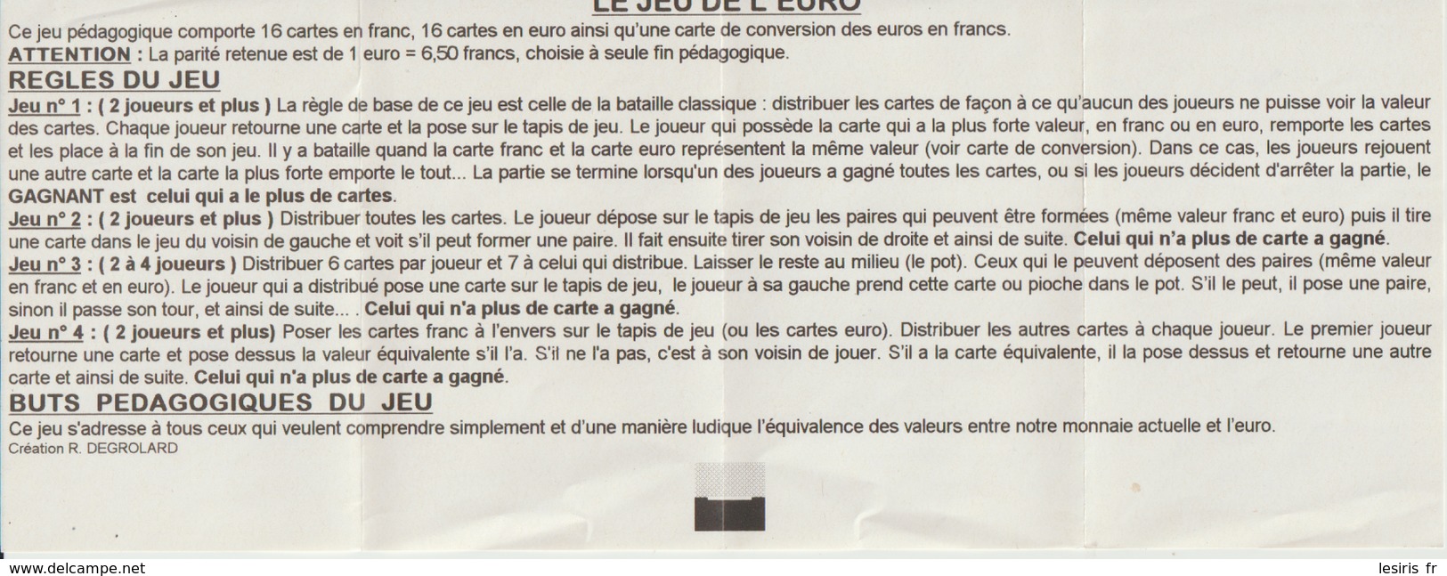 JEUX DE CARTES -  LE JEU DE L'EURO - DU FRANC A L'EURO - SOCIETE GENERALE - JEU DE 32 CARTES - P.E.J.I. - Otros & Sin Clasificación