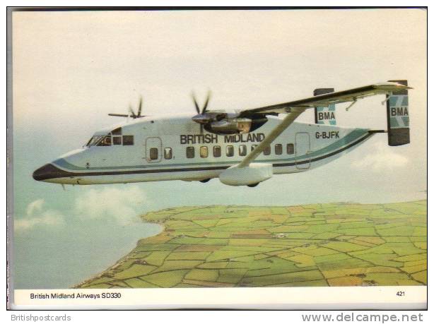 Airplane - British Midland Airways - SD330 -  Postcard - 1946-....: Modern Era