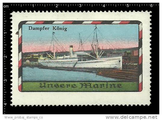 Old Original German Poster Stamp(cinderella,reklamemarke) SMS Steamer Dampfer Marine Warship Ship Schiff Battleship Navy - Militaria