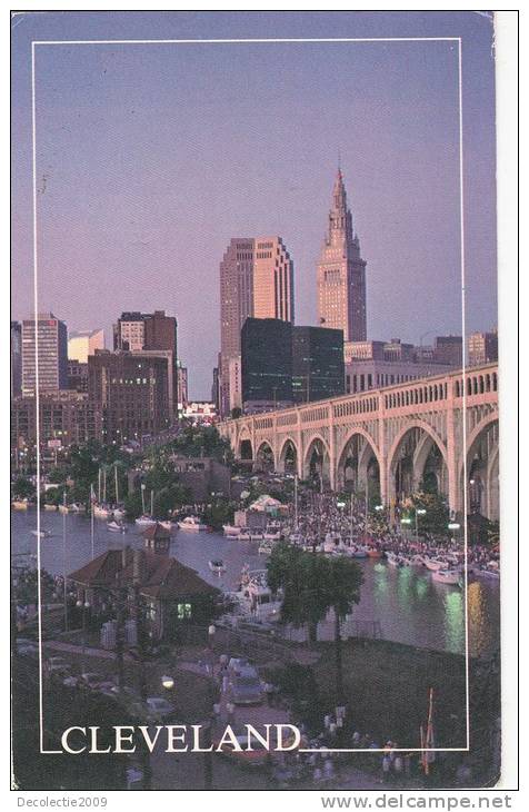 BR24858 Cleveland Downtown Towers Over The Marina     2 Scans - Cleveland