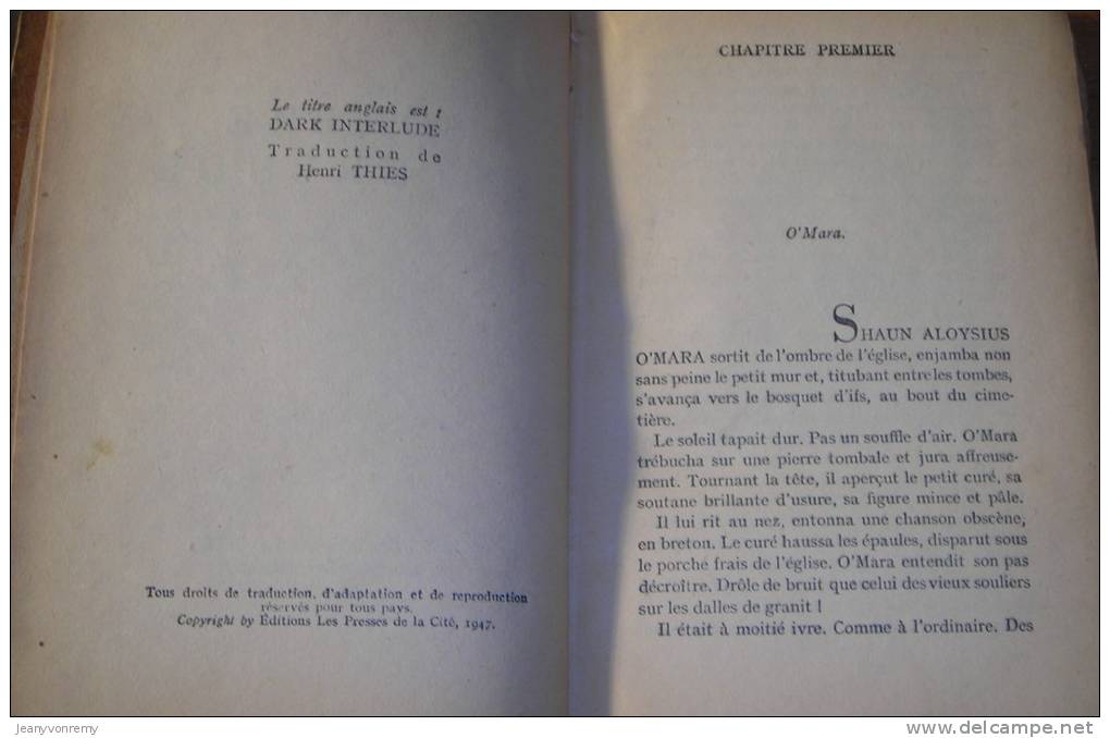 Sombre Interlude - Peter Cheyney - 1947. - Presses De La Cité