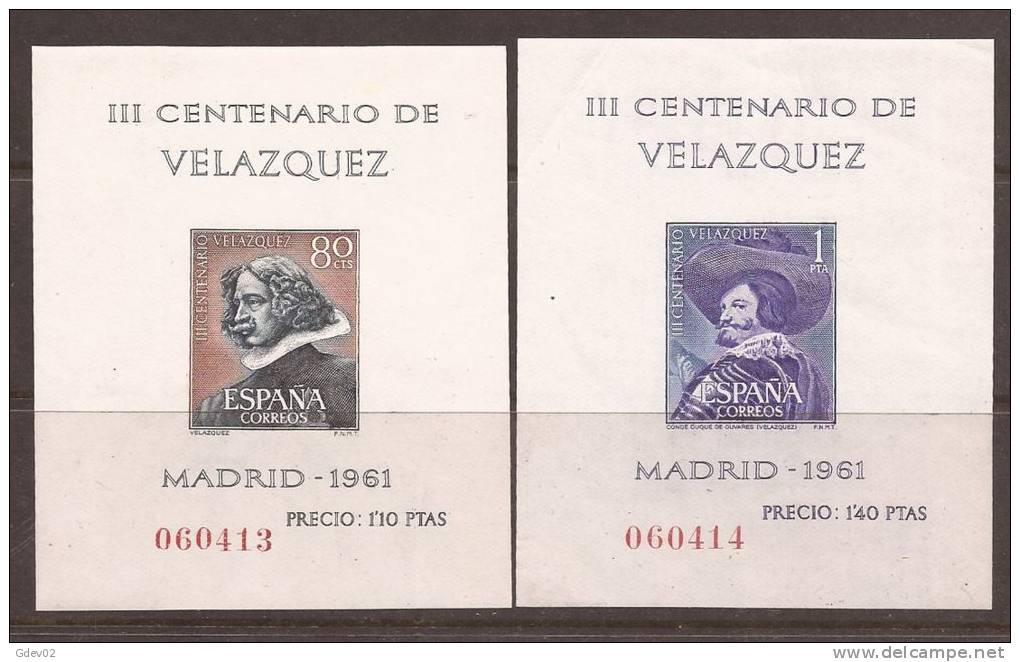 ES1344-1641TBH.España.Pintor .Spain.Espagne.VELAZQUEZ  .1961.(Ed 1344/7**),sin Charnela. EXCELENTE - Blocks & Sheetlets & Panes