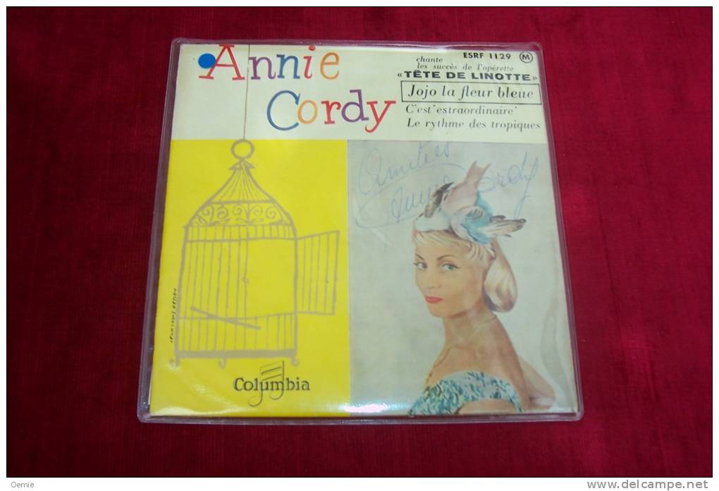 ANNIE  CORDY  °  AUTOGRAPHE SUR VINYLE 45 TOURS - Autographes