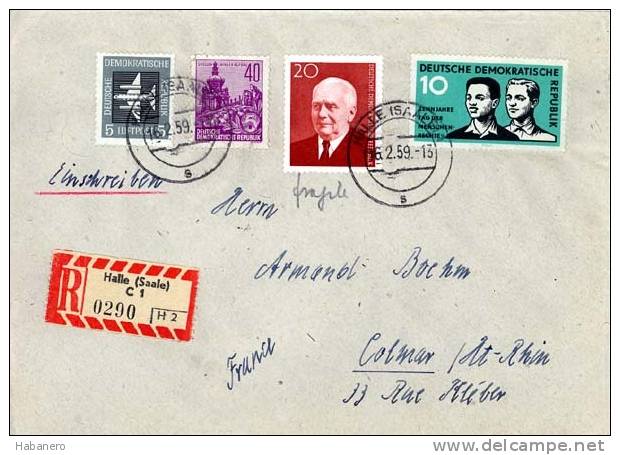 GERMAN DEMOCRATIC REPUBLIC - 1959 - R-LETTER HALLE (SAALE) - Other & Unclassified