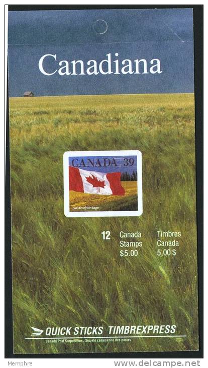 1989  Self Sticking Stamps 39&cent; Flag Over Prairies - Timbre Auto-collant Drapeau Sur Les Prairies Unitrade BK114, 11 - Carnets Complets