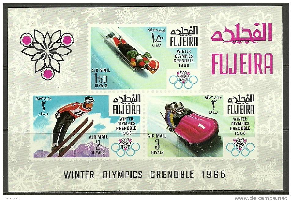 Fujeira 1968 Winter Olympics Grenoble S/S Mi Bl E 9 B MNH - Invierno 1968: Grenoble